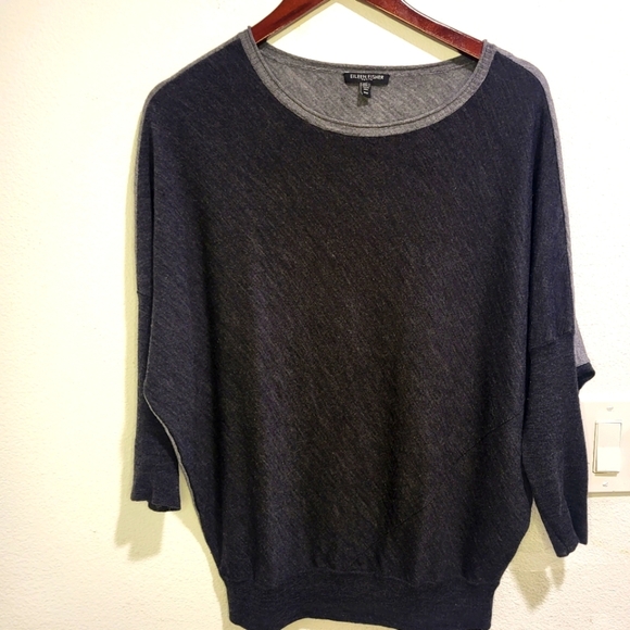EILEEN FISHER BLACK LONG SLEEVE ITALIAN YARN petite medium - Picture 1 of 6